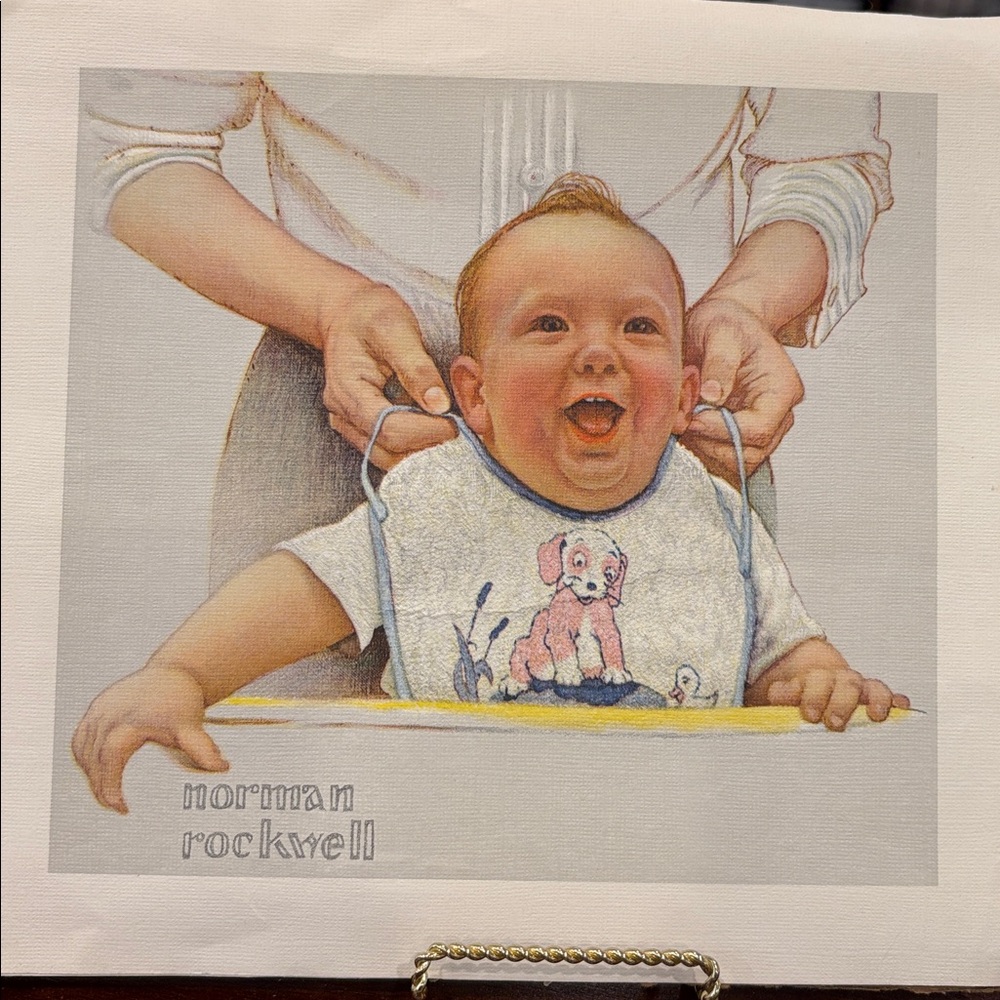Norman Rockwell Baby Bib Art Print 3different prints 10x11 from outside edges